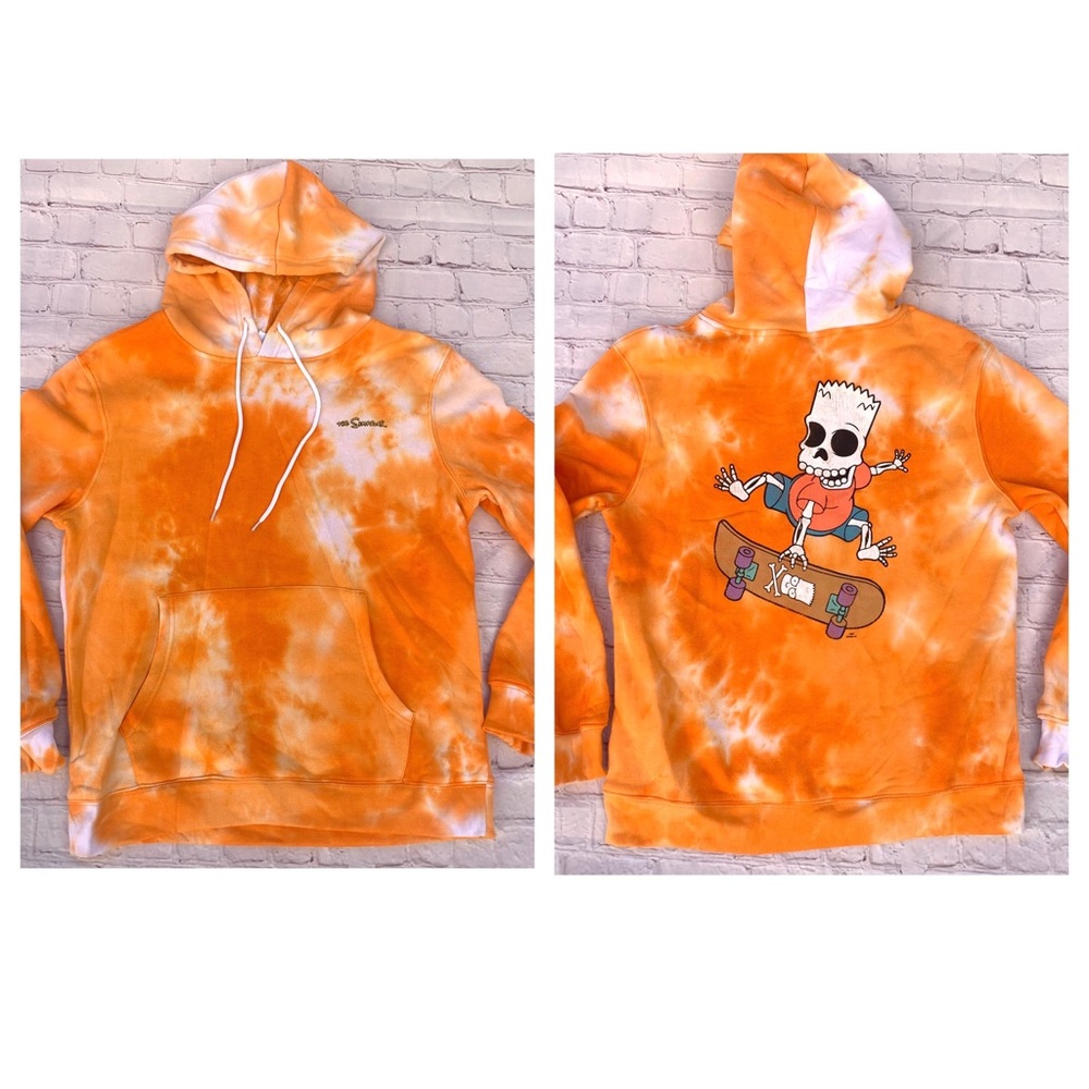 The Simpsons Bart BONES Simpson Skateboard Skeleton Tie Dye Hoodie NEW M & XXL
